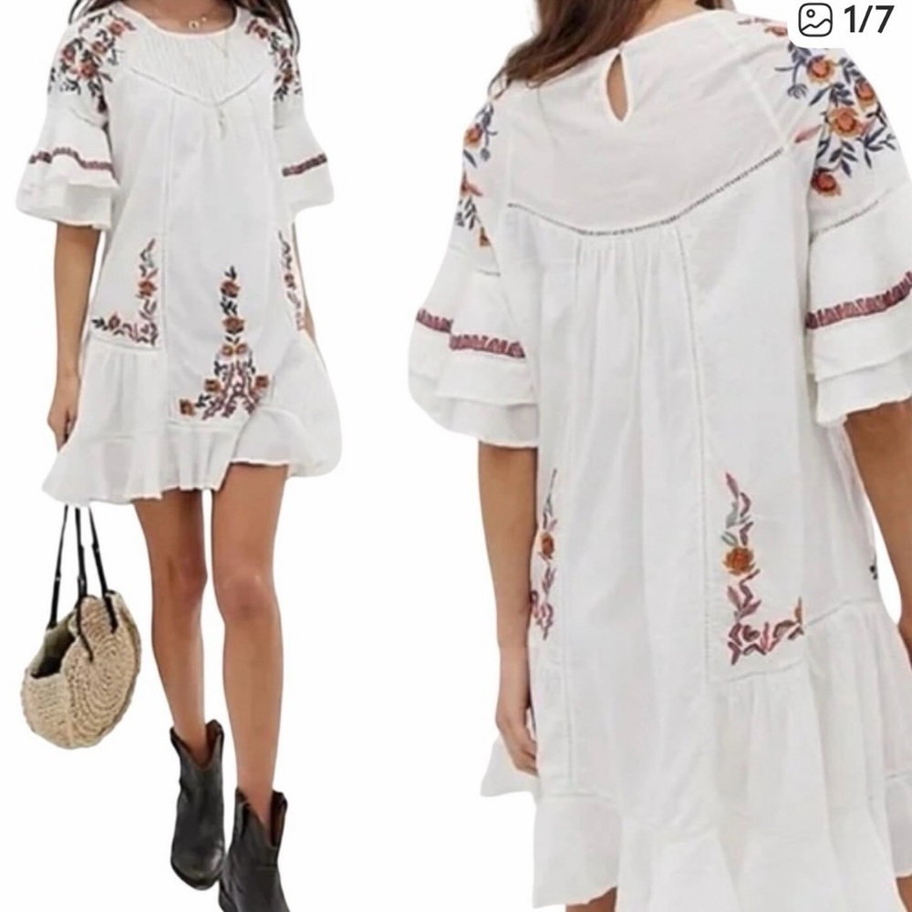 FREE PEOPLE Pavlo White Embroidered Floral Boho Dress - Picture 5 of 10